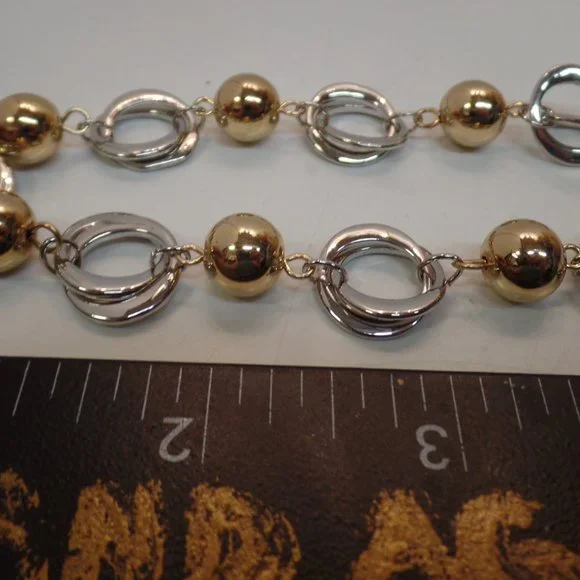 Cato Goldtone & Silvertone Large Link & Ball Necklace Adj to 19" - Picture 9 of 11